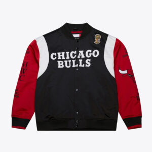 Chicago Bulls Team Origins Black and Red Satin Jacket