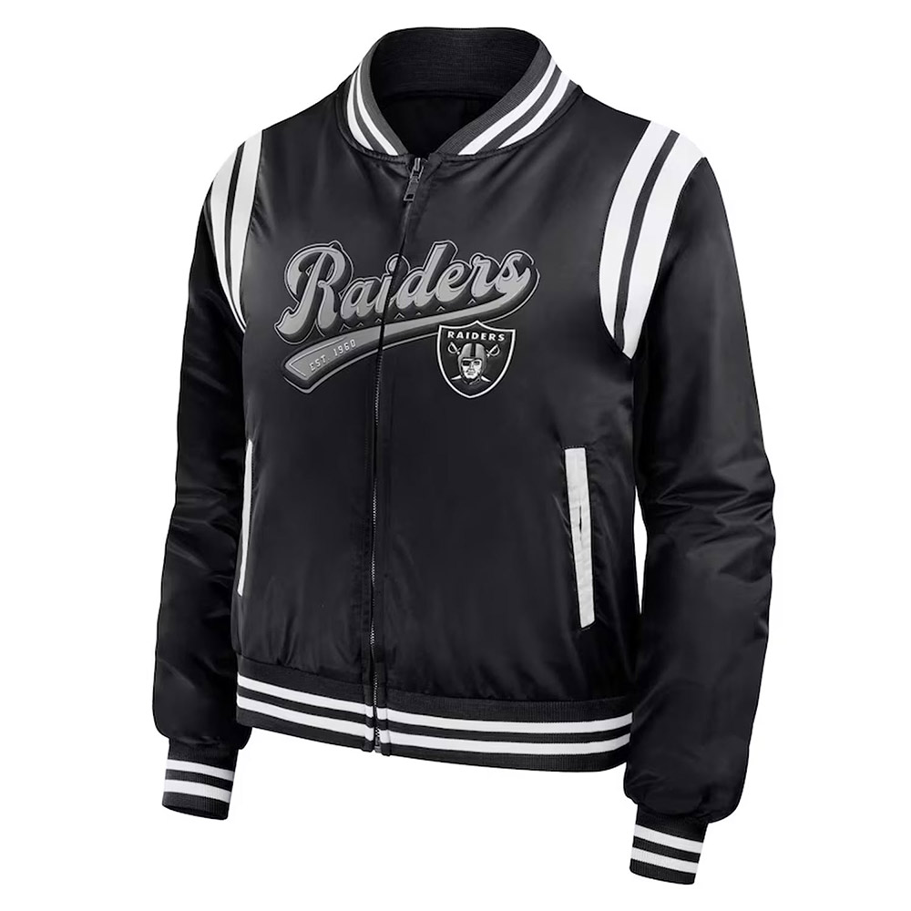 Las Vegas Raiders Black Bomber Full-Zip Jacket