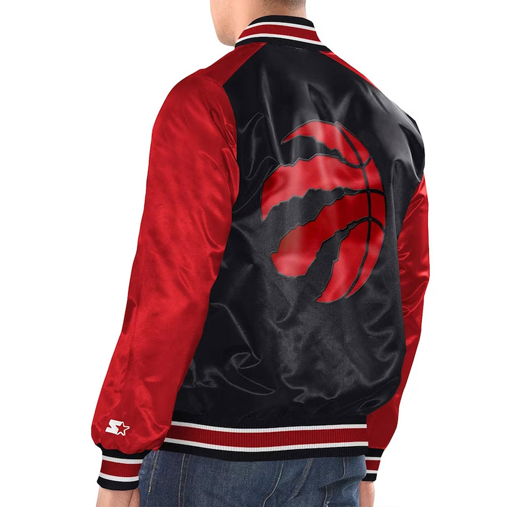 Black/Red Toronto Raptors Renegade Varsity Satin Jacket - Image 2