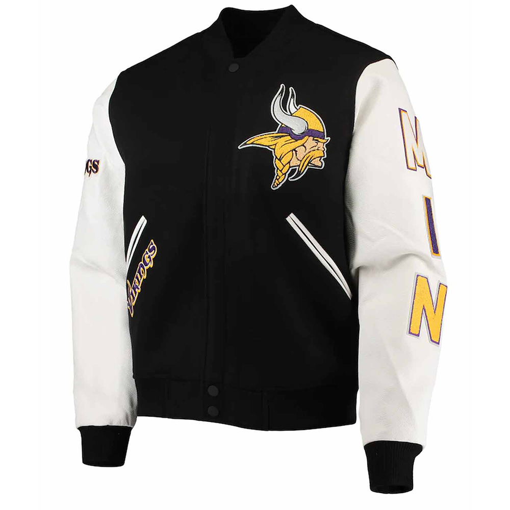 Minnesota Vikings Varsity Black and White Jacket