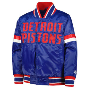 Detroit Pistons Youth Home Game Blue Satin Jacket