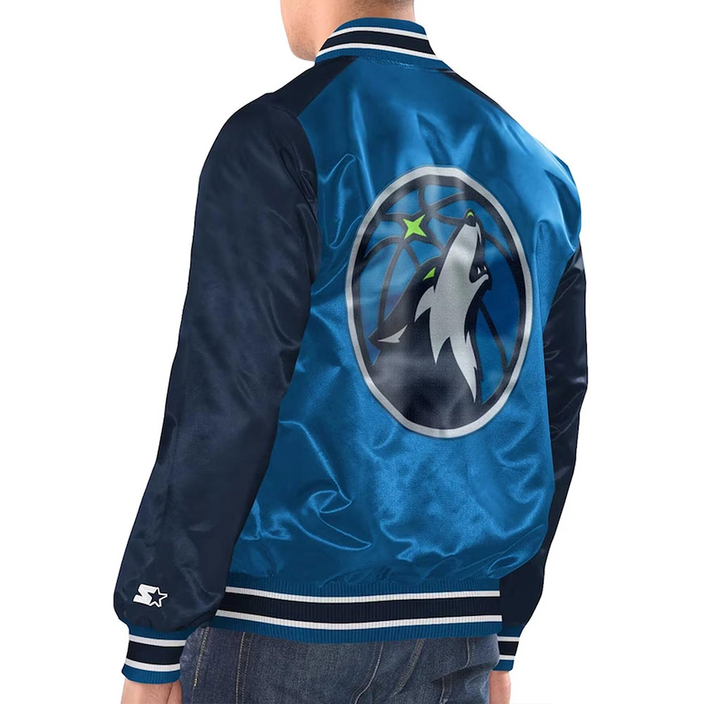 Blue/Navy Minnesota Timberwolves Renegade Varsity Satin Jacket - Image 2