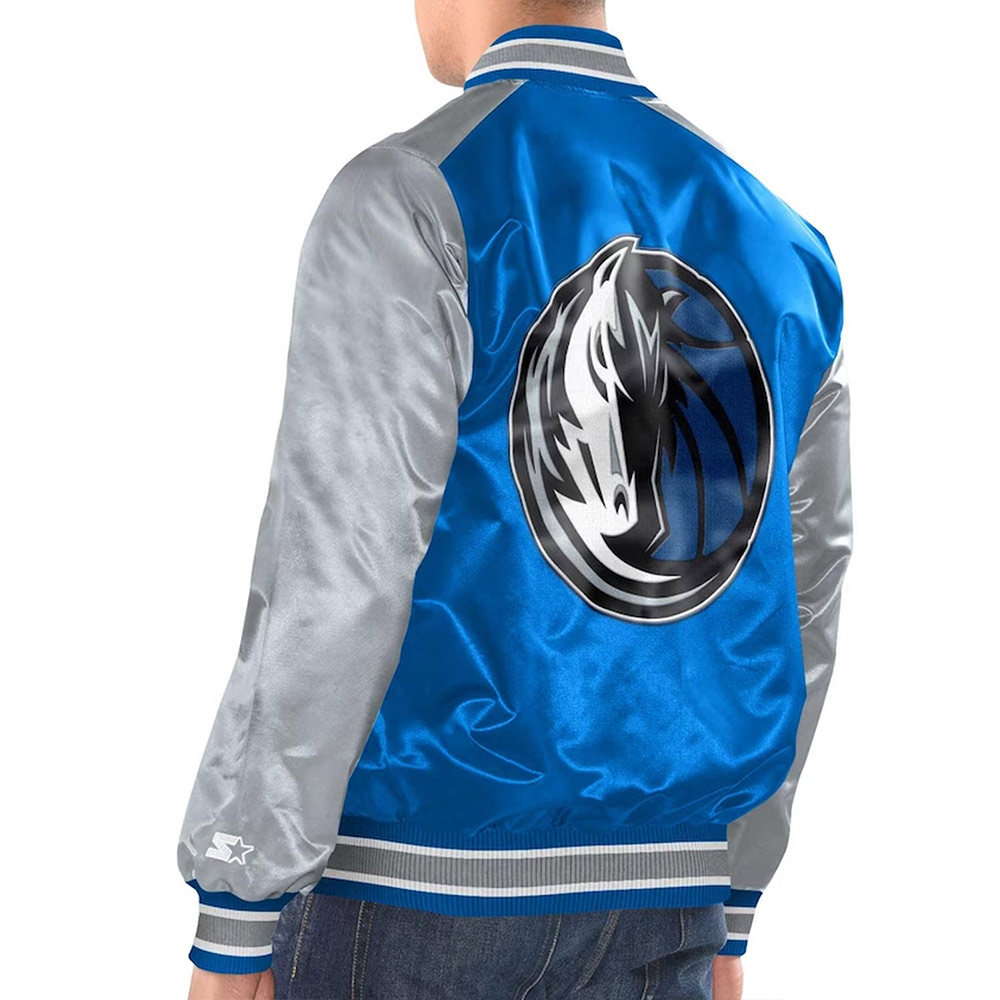 Blue/Silver Dallas Mavericks Renegade Varsity Satin Jacket - Image 2