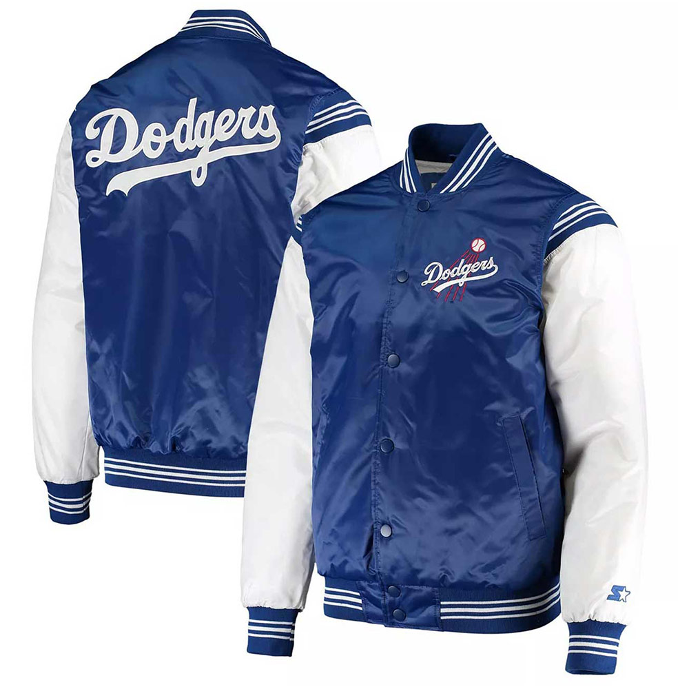 Los Angeles Dodgers Enforce Varsity Blue/White Satin Jacket - Image 3