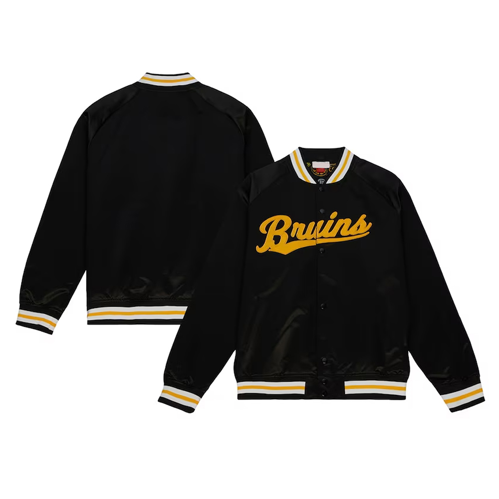 Boston Bruins 100th Anniversary Black Satin Jacket - Image 3
