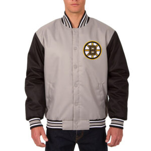 Boston Bruins Varsity Black and Gray Poly Jacket
