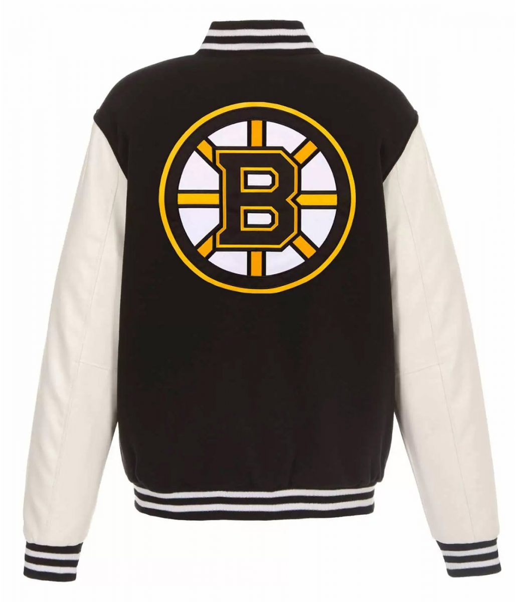 Varsity Boston Bruins White and Black Jacket - Image 2
