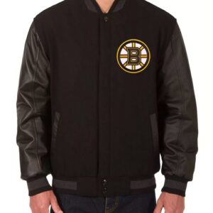 Black Boston Bruins Varsity Wool/Leather Jacket