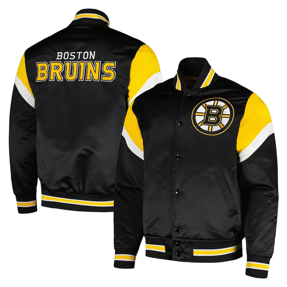 Boston Bruins Heavyweight Black Satin Jacket - Image 3