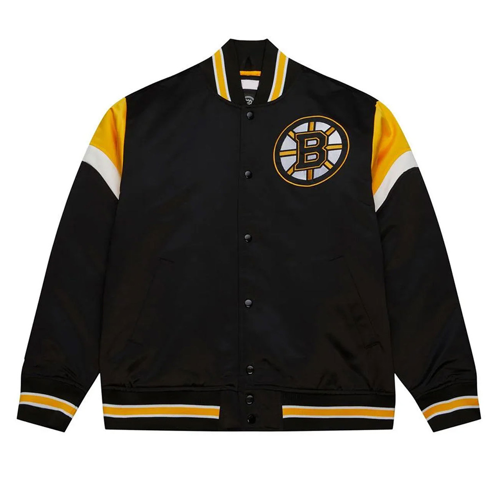 Boston Bruins Heavyweight Black Satin Jacket - Image 4