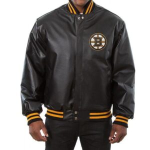 Varsity Boston Bruins Black Leather Jacket