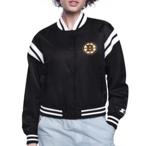 Boston Bruins Printed Logo Varsity Satin Jacket