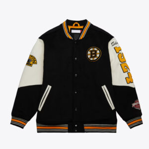 Boston Bruins Team History Black Vintage Logo Varsity Jacket