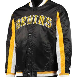 Boston Bruins The Ace Varsity Satin Black/Yellow Jacket