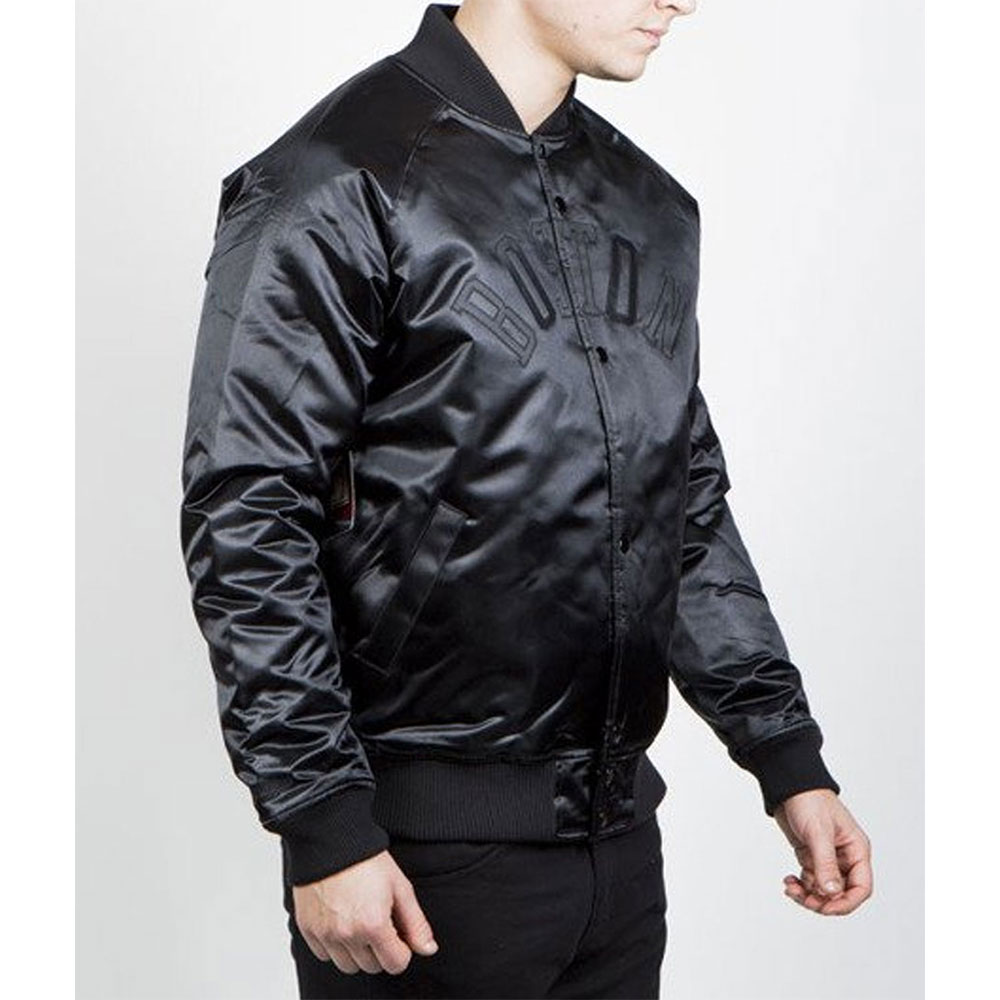 Boston Celtics Black Tonal Satin Jacket - Image 3