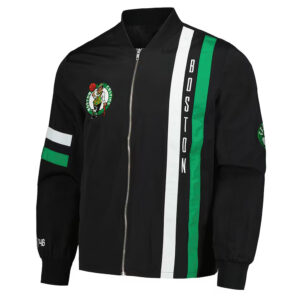 Boston Celtics Black Stitch Applique Bomber Jacket