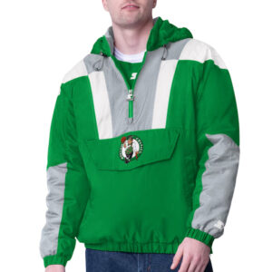 Kelly Green/Gray Boston Celtics Charger Half-Zip Pullover Jacket