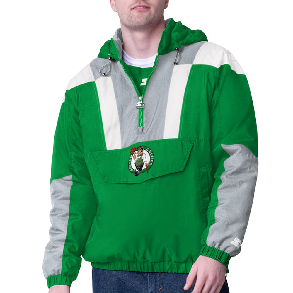 Kelly Green/Gray Boston Celtics Charger Half-Zip Pullover Jacket