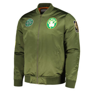 Boston Celtics Full-Zip Olive Bomber Jacket