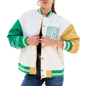 Boston Celtics Color Block Bomber Full-Snap Jacket