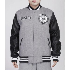 Boston Celtics Varsity Gray and Black Jacket