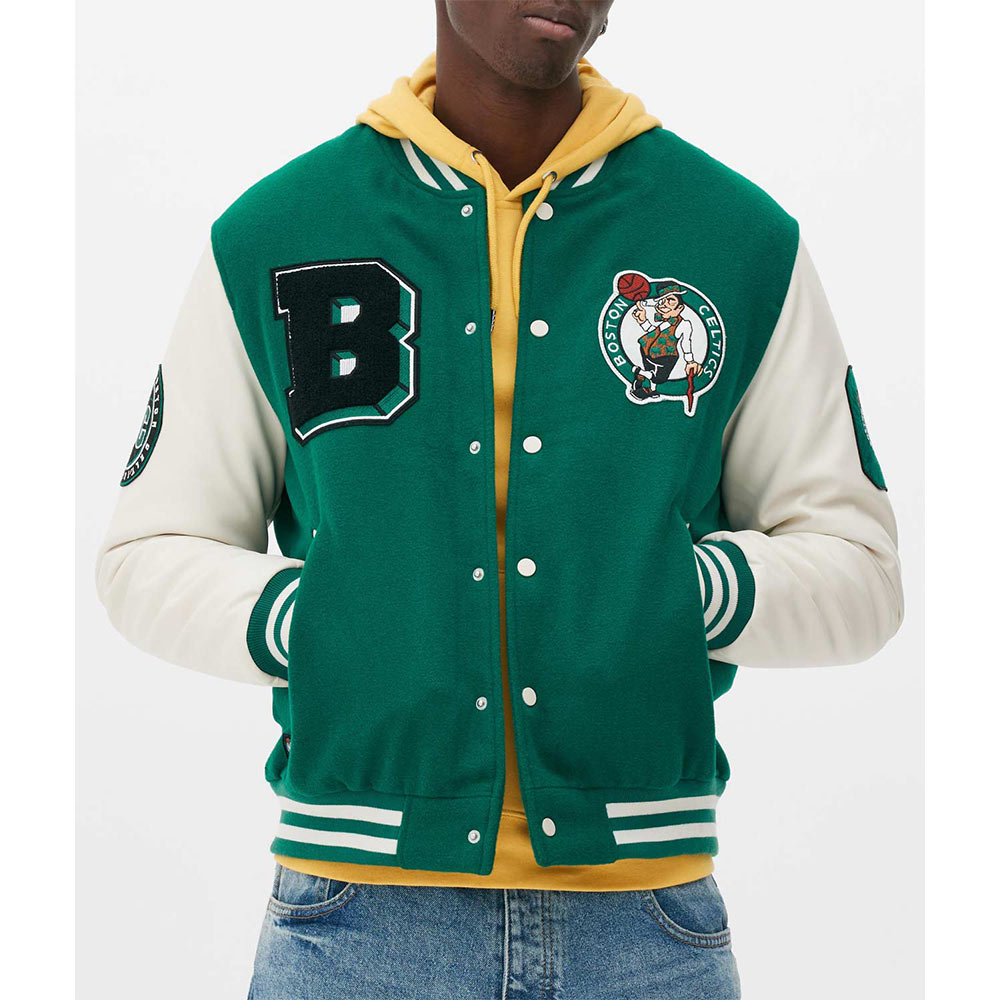 Boston Celtics Varsity Green and Off White Jacket - Image 2
