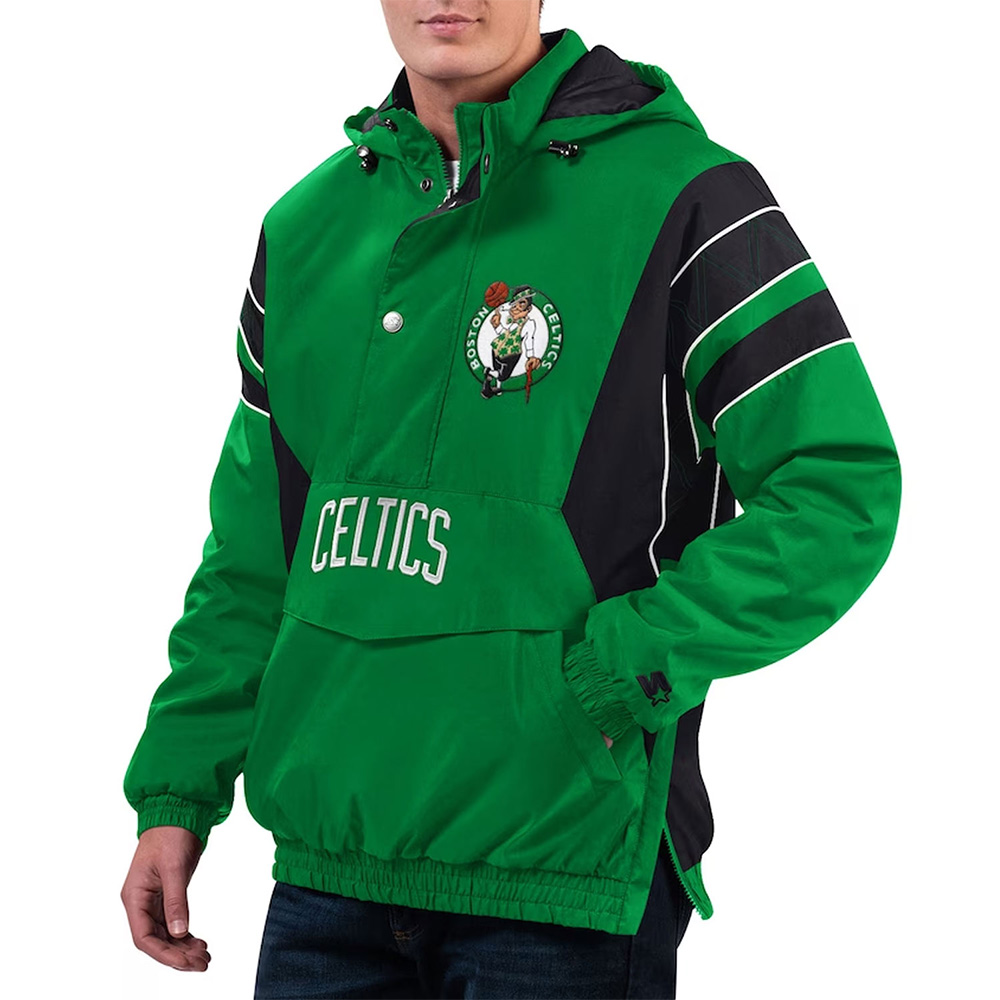 Home Team Boston Celtics Kelly Green Half-Zip Hoodie Jacket