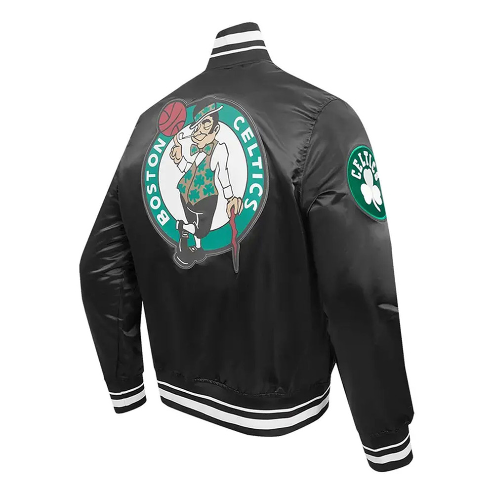 Boston Celtics Script Tail Black Satin Jacket - Image 2