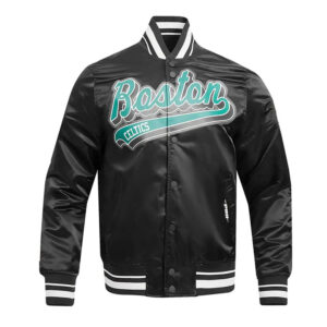 Boston Celtics Script Tail Black Satin Jacket