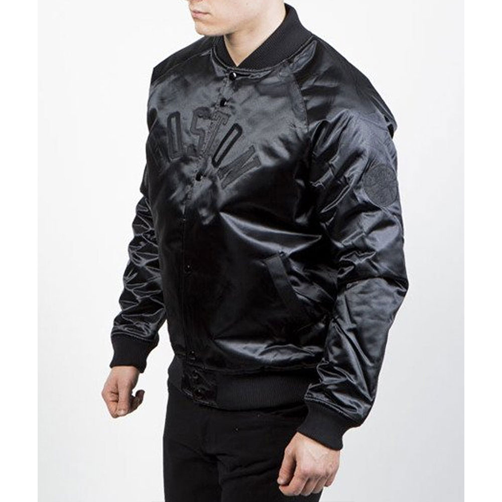 Boston Celtics Black Tonal Satin Jacket - Image 4
