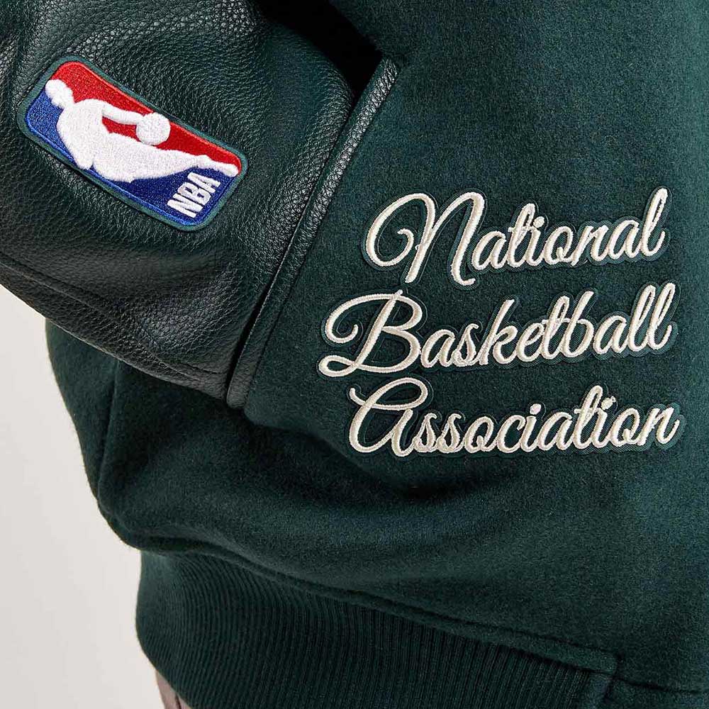 Boston Celtics Dark Green Varsity Wool/Leather Jacket - Image 5