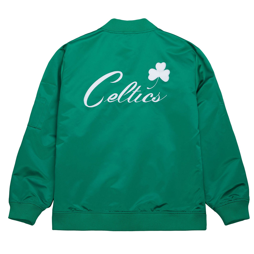 Boston Celtics Vintage Logo Green Lightweight Satin Jacket - Image 2