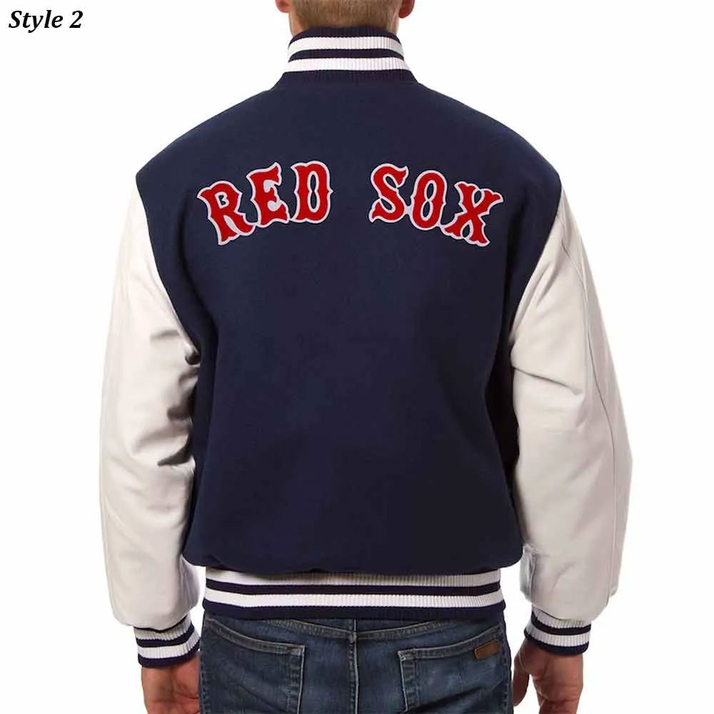 Boston Red Sox Navy and White Varsity Jacket - Image 4