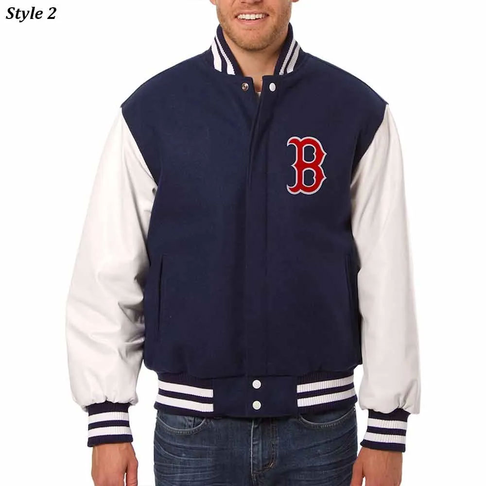 Boston Red Sox Navy and White Varsity Jacket - Image 2