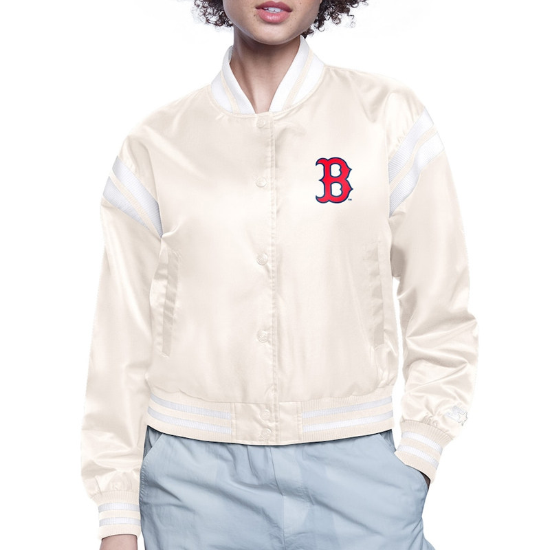 Boston Red Sox Printed Logo Varsity Satin Jacket - Image 2
