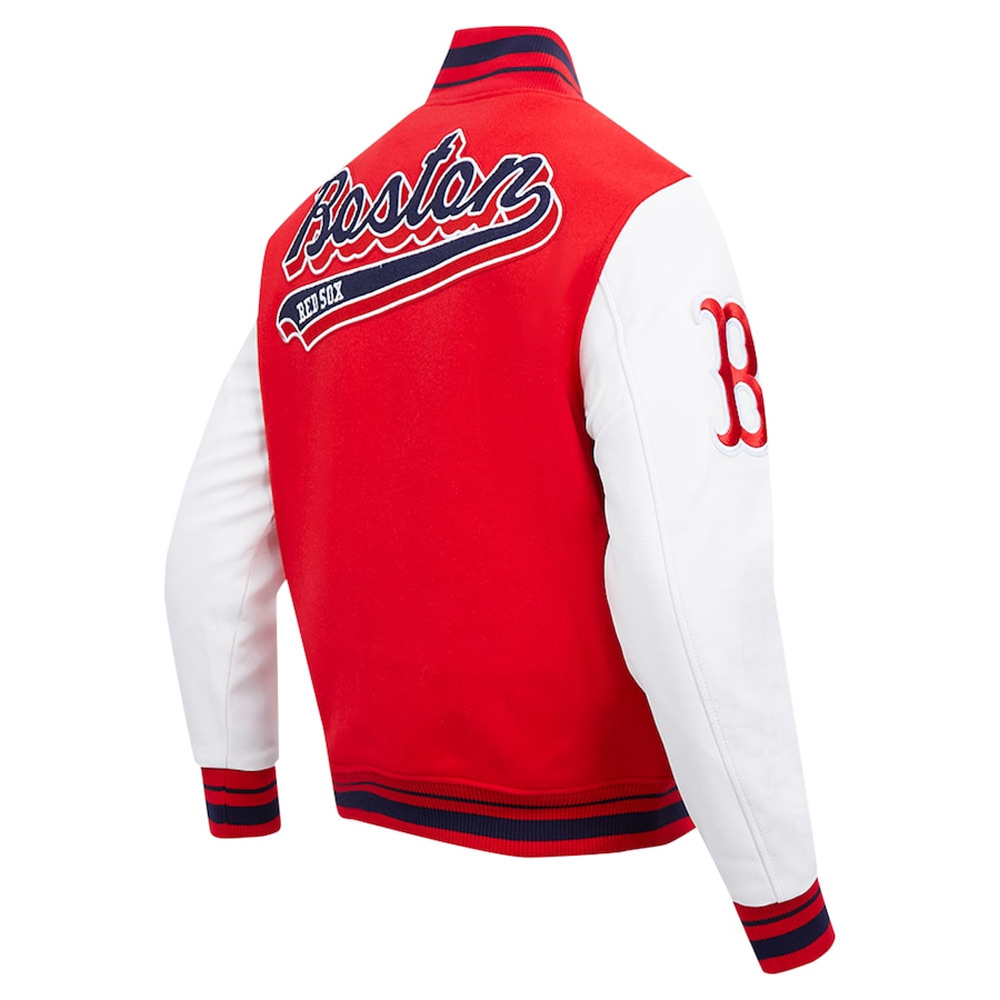 Boston Red Sox Script Tail Red and White Varsity Jacket - Image 4