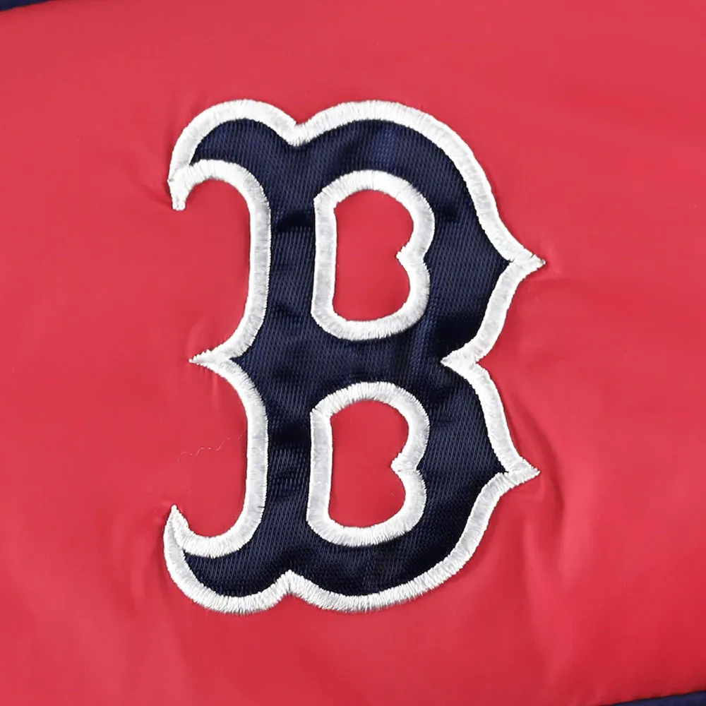 Boston Red Sox Splitter Soft Down Puffer Red Hooded Jacket - Image 6