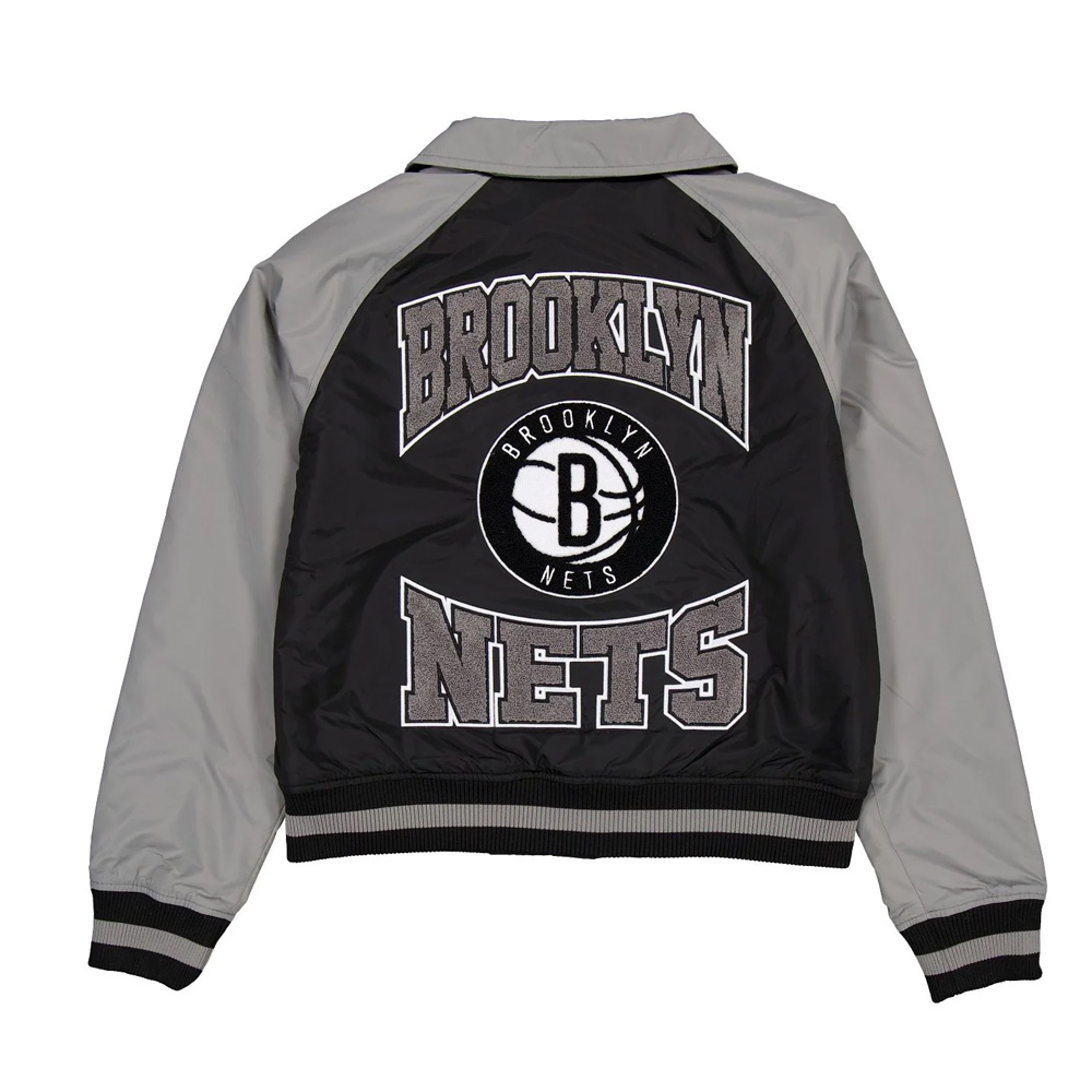 Brooklyn Nets Black and Gray Throwback Jacket - Image 2