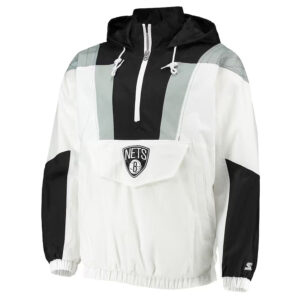 Striker Crinkle Brooklyn Nets Half-Zip Hoodie Jacket