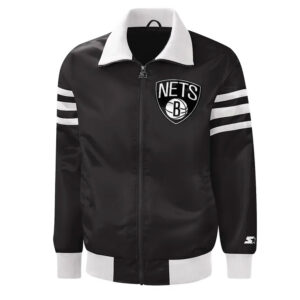 The Captain II Brooklyn Nets Varsity Black Satin Jacket