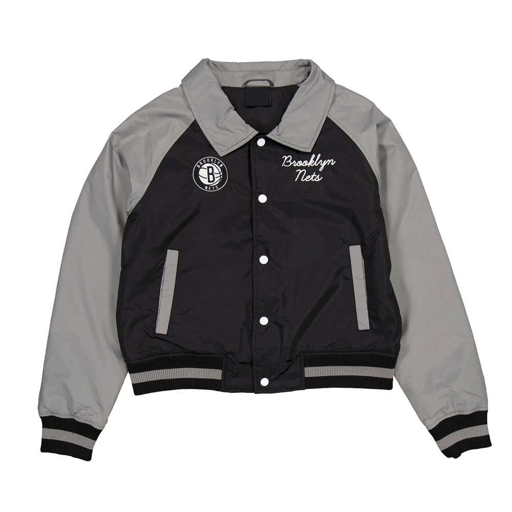 Brooklyn Nets Black and Gray Throwback Jacket