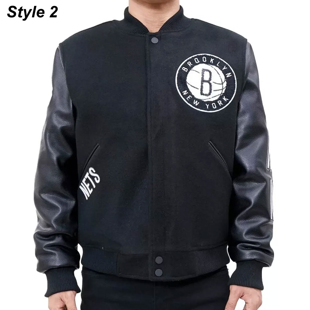 Brooklyn Nets Black Varsity Jacket - Image 2