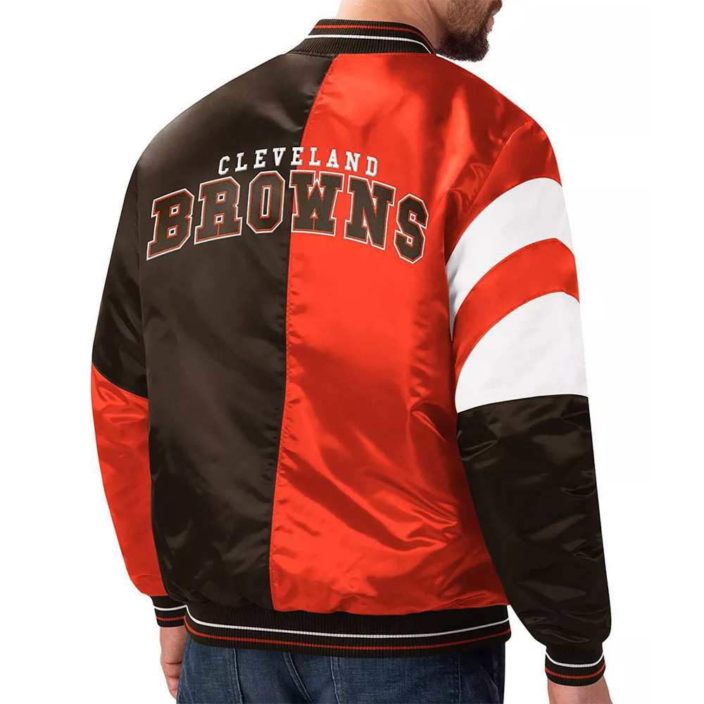 Cleveland Browns Leader Varsity Brown/Orange Satin Jacket - Image 5