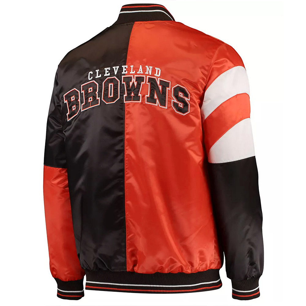 Cleveland Browns Leader Varsity Brown/Orange Satin Jacket - Image 2