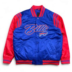 Buffalo Bills Button Up Blue and Red Satin Jacket