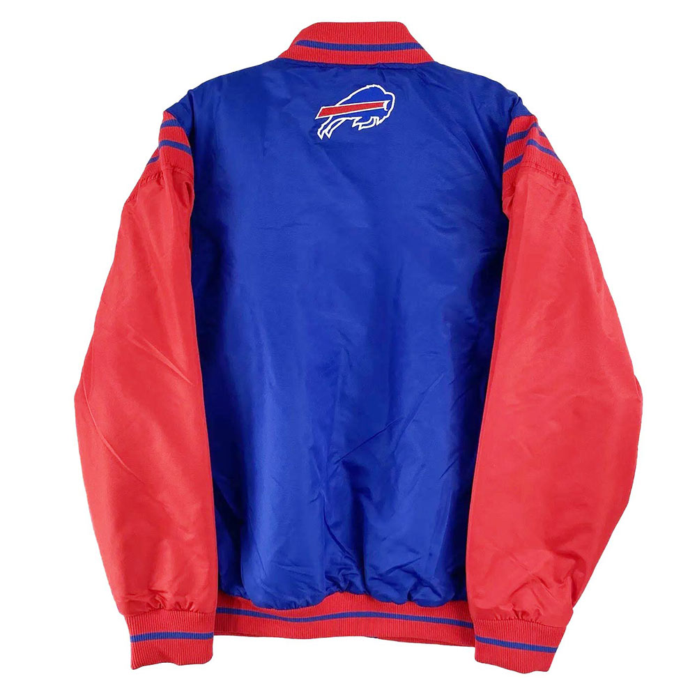 Buffalo Bills Button Up Blue and Red Satin Jacket - Image 2