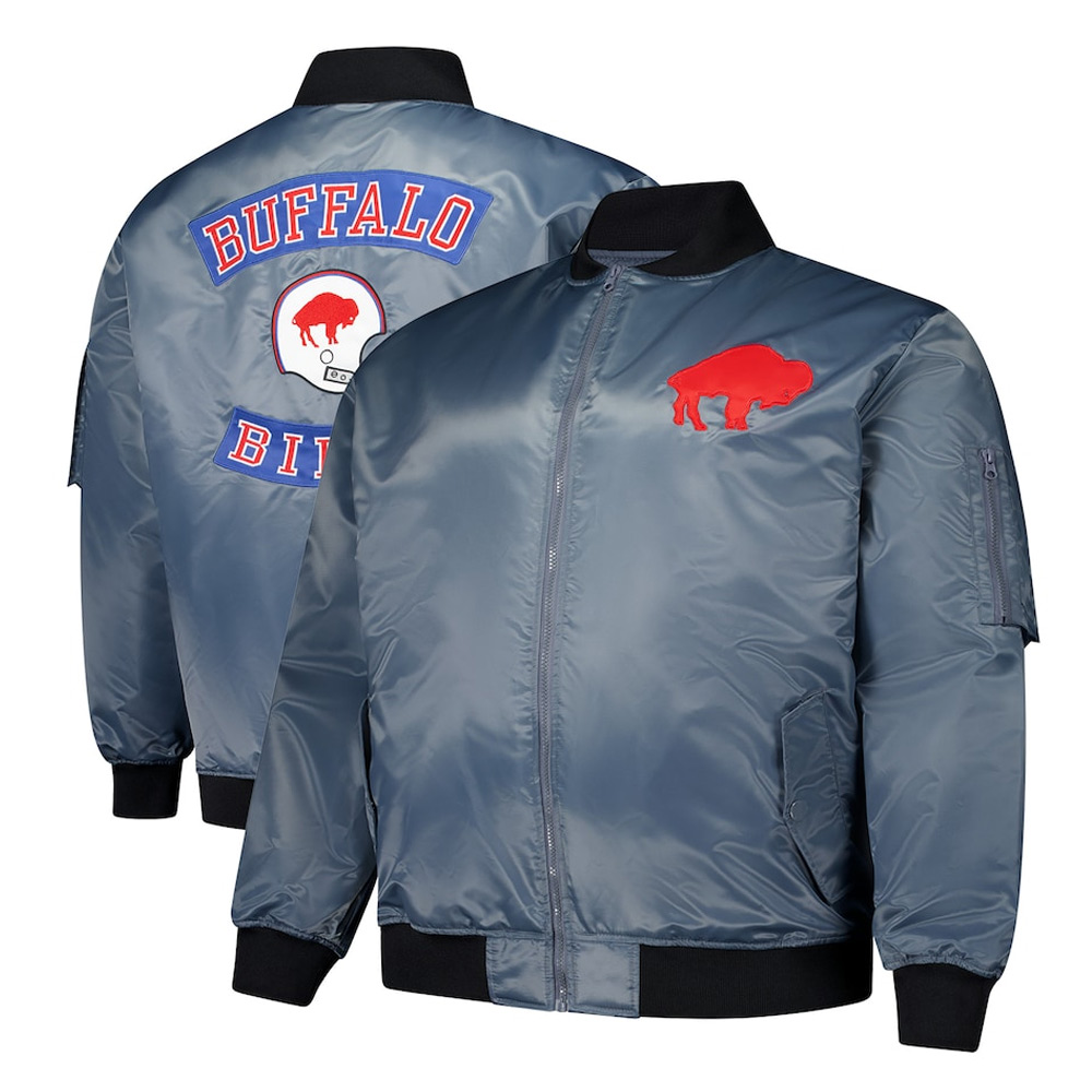 Buffalo Bills Charcoal Bomber Full-Zip Jacket - Image 3