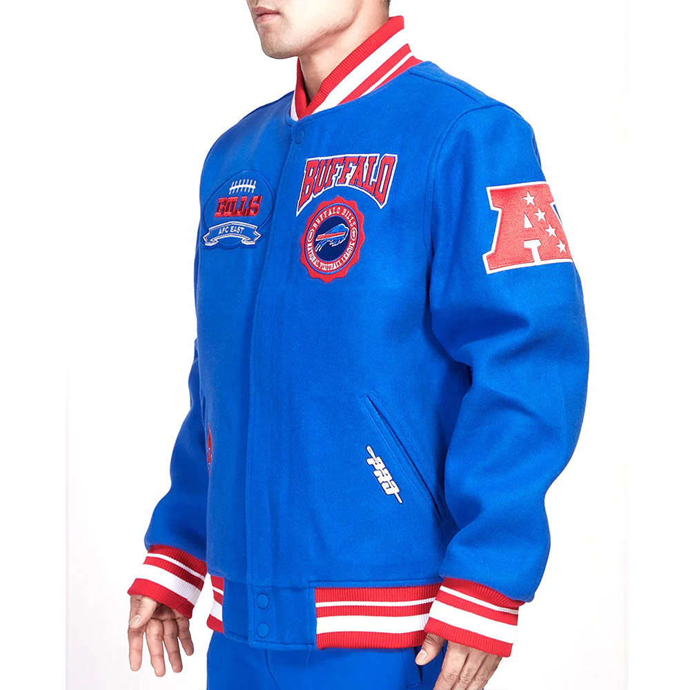 Buffalo Bills Crest Emblem Royal Varsity Jacket - Image 3