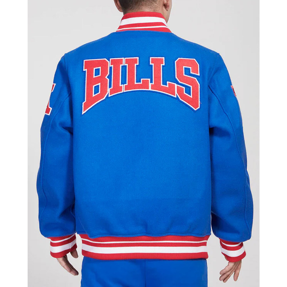 Buffalo Bills Crest Emblem Royal Varsity Wool Jacket - Image 2