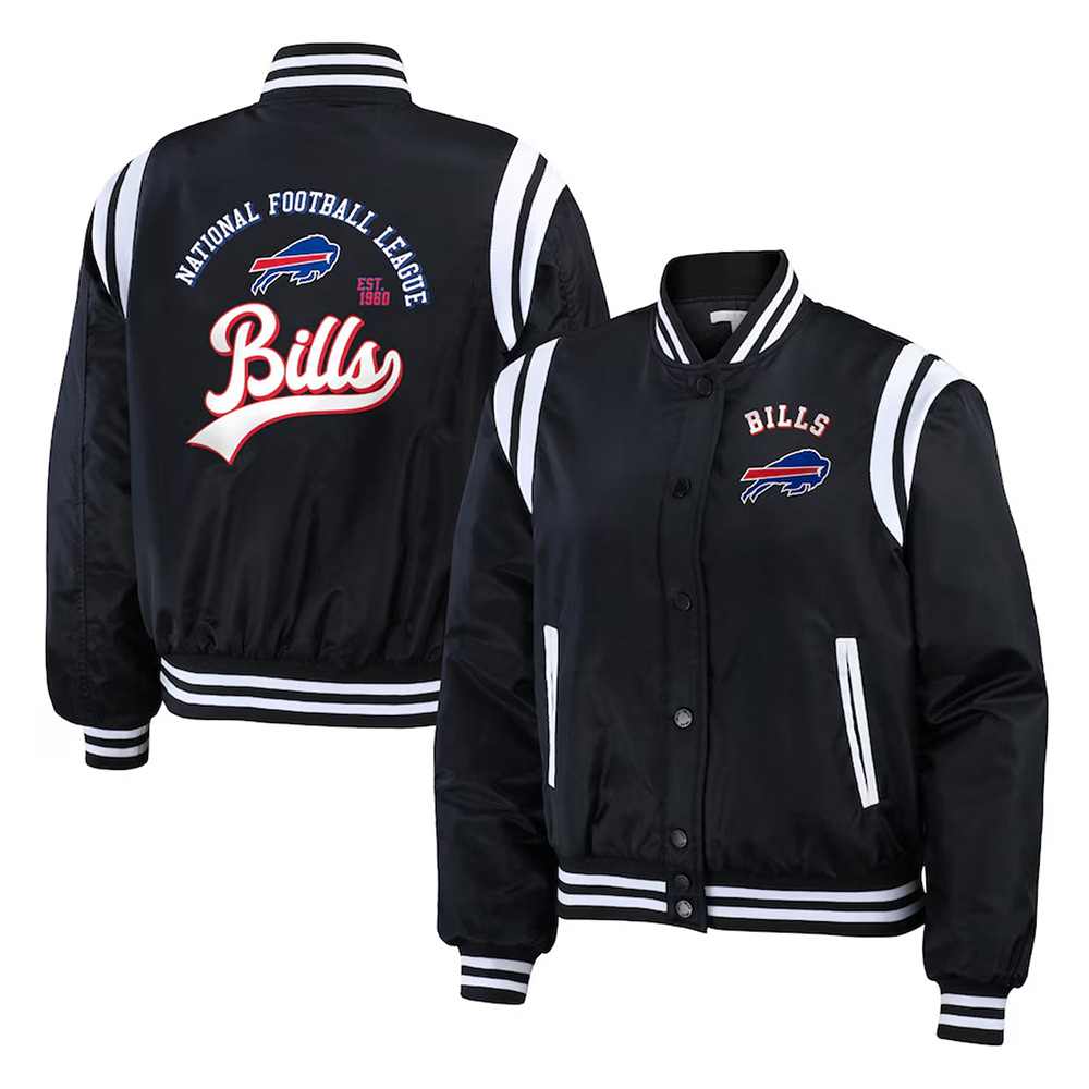 Buffalo Bills Full-Zip Black Bomber Jacket - Image 3